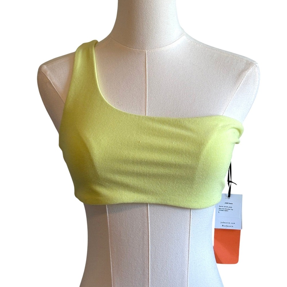 NEW JADE Swim Apex‎ One Shoulder Bikini Top Light Green Womens L Beach Pool